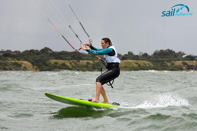 Imbert Ariane (FRA)  Kiteboard class   <br />
Oceania Leg of the ISAF Sailing World Cup 2012   <br />
Sandringham Yacht Club, Victoria AUSTRALIA © Jeff Crow/ Sport the Library http://www.sportlibrary.com.au